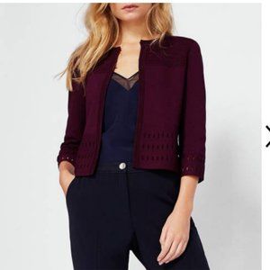 Ted Baker Maroon Rihanon Textured Cardigan Sweater size 2 *PLEASE READ*
